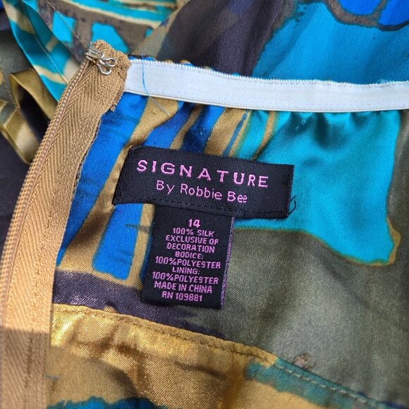 Y2k Robbie Bee womens silk babydoll Dress 14 Blue Fairycore Whimsy Halter prom - Picture 3 of 10